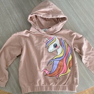 H&M girl’s Unicorn Hoodie, size 5T/6, Tan